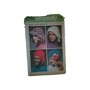 Vintage 5284 Simplicity Crochet Instructions For Hats One Size Open Package